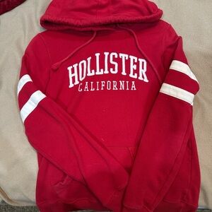 Hollister Red Hoodie with White Accents